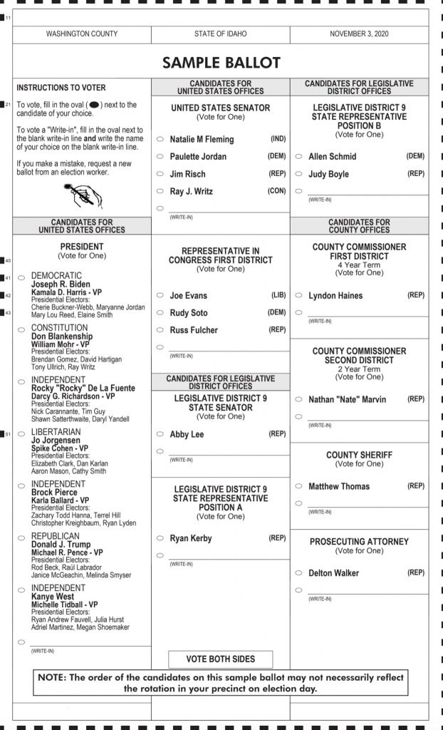 Sample Ballot And Washington County Notice of Election Living In the News